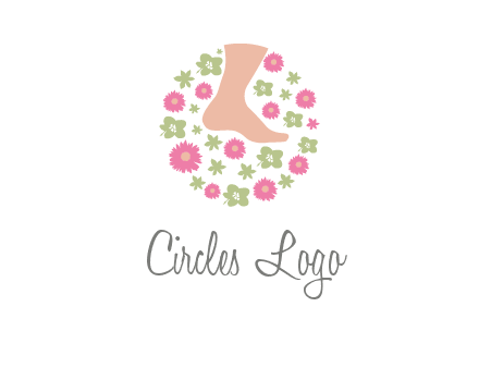 flowers and foot in circle spa logo