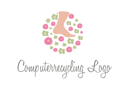 flowers and foot in circle spa logo