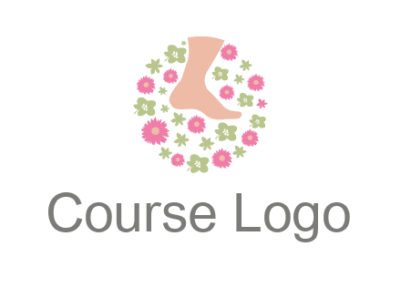 flowers and foot in circle spa logo