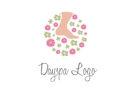 flowers and foot in circle spa logo