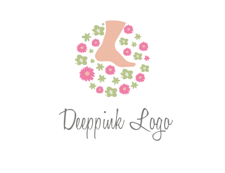 flowers and foot in circle spa logo
