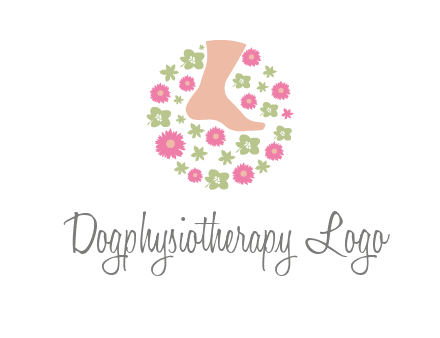 flowers and foot in circle spa logo