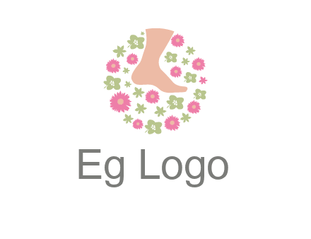 flowers and foot in circle spa logo