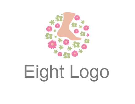 flowers and foot in circle spa logo