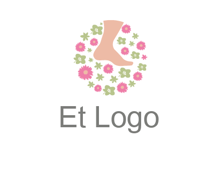 flowers and foot in circle spa logo