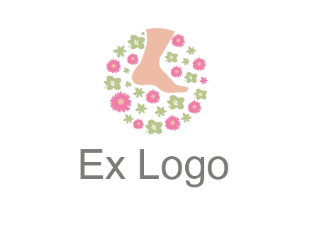 flowers and foot in circle spa logo