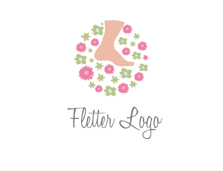 flowers and foot in circle spa logo