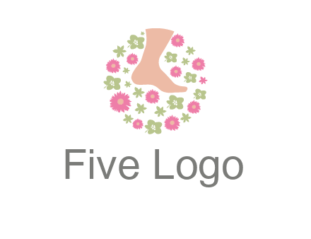 flowers and foot in circle spa logo