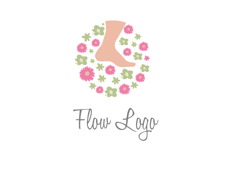 flowers and foot in circle spa logo
