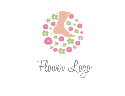 flowers and foot in circle spa logo