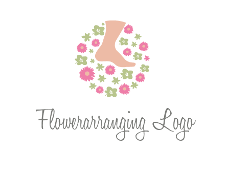 flowers and foot in circle spa logo