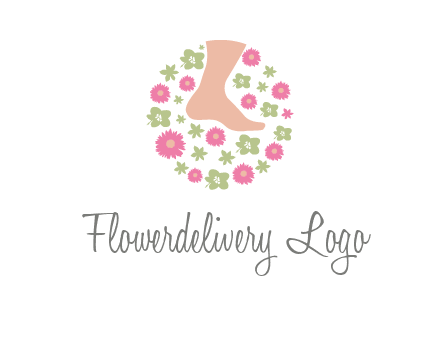flowers and foot in circle spa logo