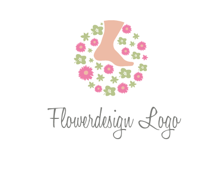 flowers and foot in circle spa logo