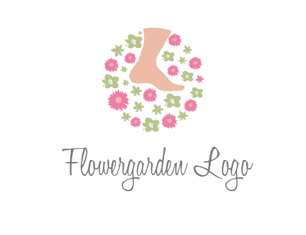 flowers and foot in circle spa logo