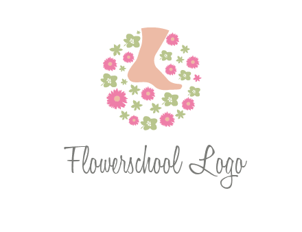 flowers and foot in circle spa logo