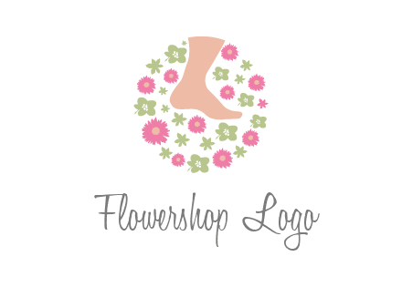 flowers and foot in circle spa logo