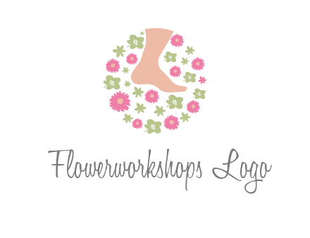 flowers and foot in circle spa logo