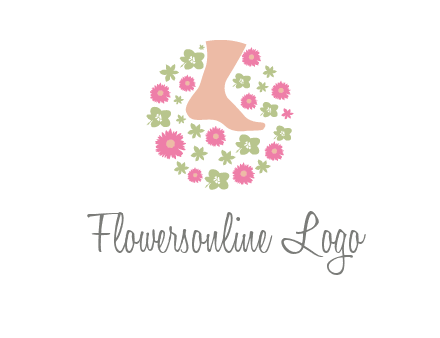 flowers and foot in circle spa logo