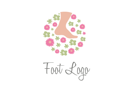 flowers and foot in circle spa logo