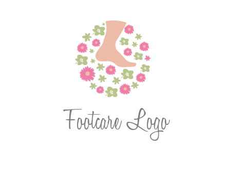 flowers and foot in circle spa logo