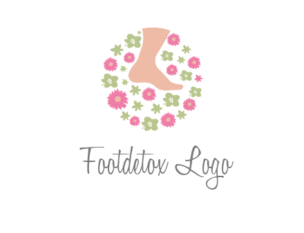 flowers and foot in circle spa logo