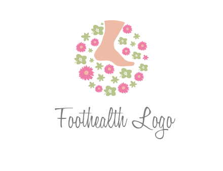 flowers and foot in circle spa logo