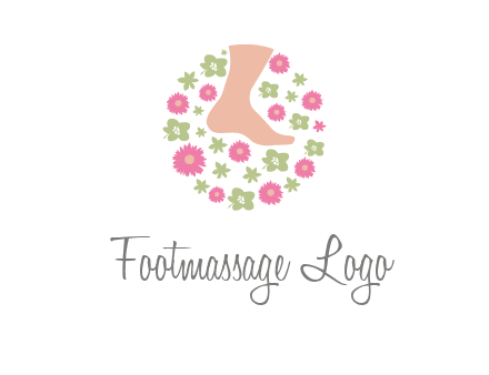 flowers and foot in circle spa logo