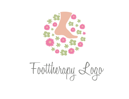 flowers and foot in circle spa logo
