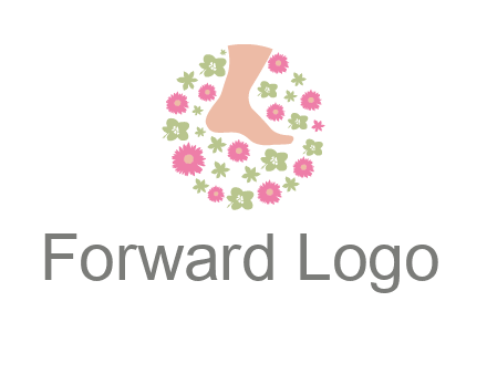 flowers and foot in circle spa logo