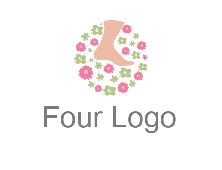 flowers and foot in circle spa logo