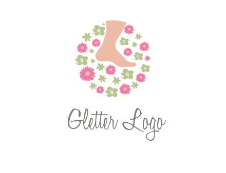 flowers and foot in circle spa logo
