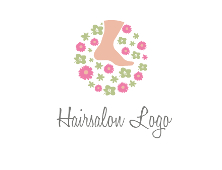 flowers and foot in circle spa logo