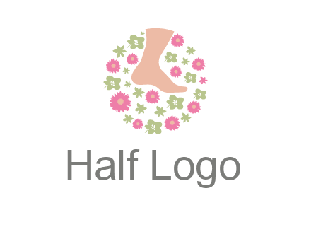 flowers and foot in circle spa logo