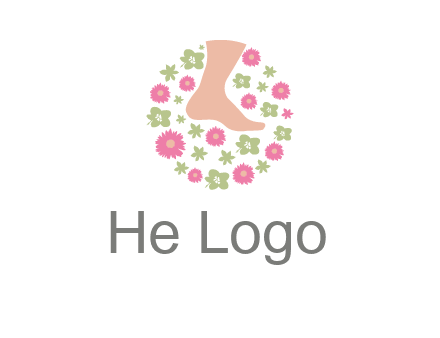 flowers and foot in circle spa logo