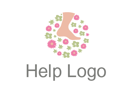 flowers and foot in circle spa logo