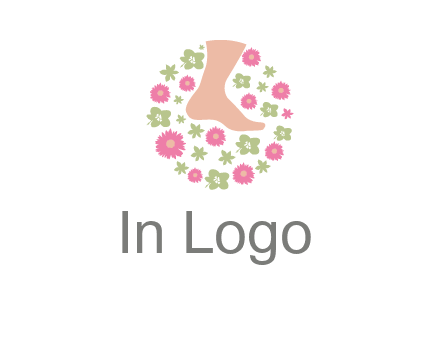 flowers and foot in circle spa logo