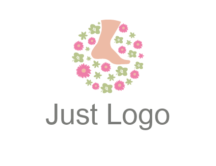 flowers and foot in circle spa logo