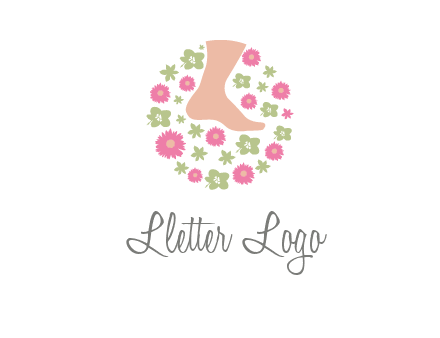 flowers and foot in circle spa logo