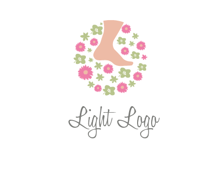flowers and foot in circle spa logo