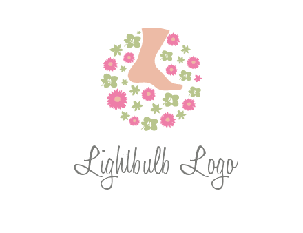 flowers and foot in circle spa logo