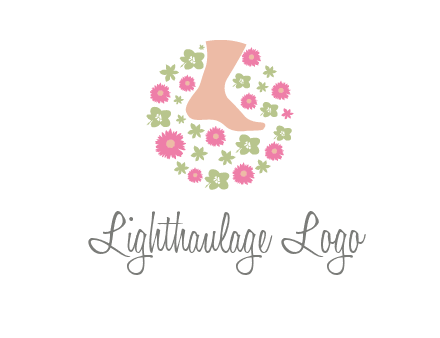 flowers and foot in circle spa logo