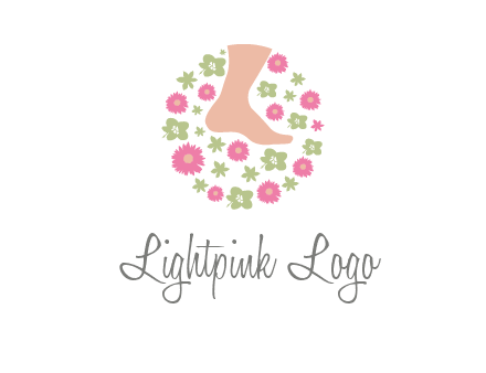 flowers and foot in circle spa logo
