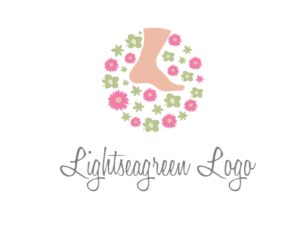 flowers and foot in circle spa logo