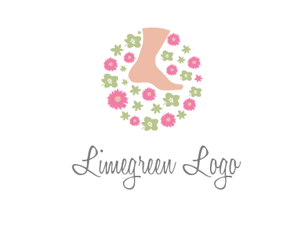 flowers and foot in circle spa logo