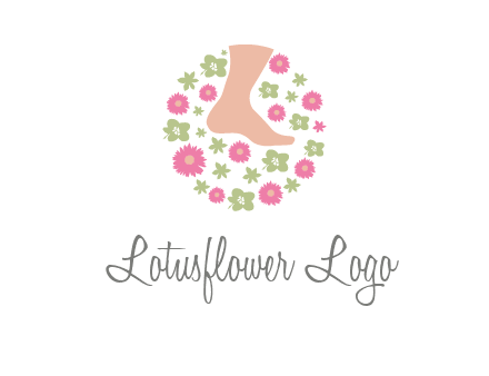 flowers and foot in circle spa logo
