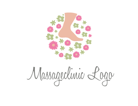 flowers and foot in circle spa logo