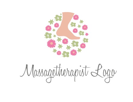 flowers and foot in circle spa logo