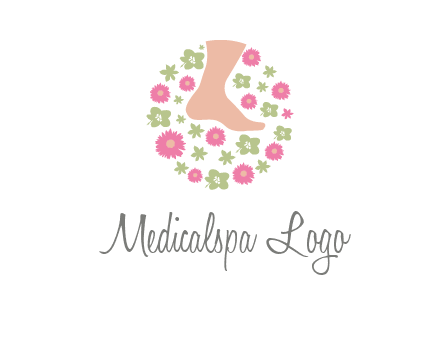 flowers and foot in circle spa logo