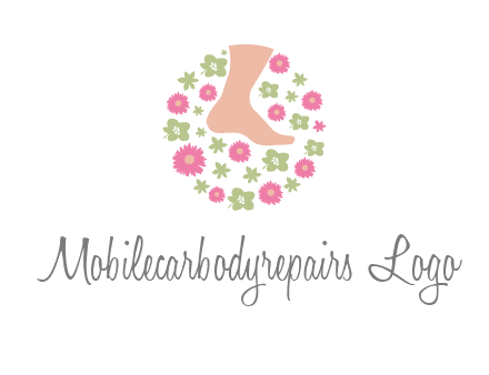 flowers and foot in circle spa logo