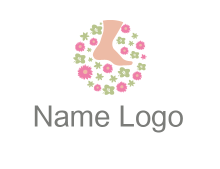 flowers and foot in circle spa logo